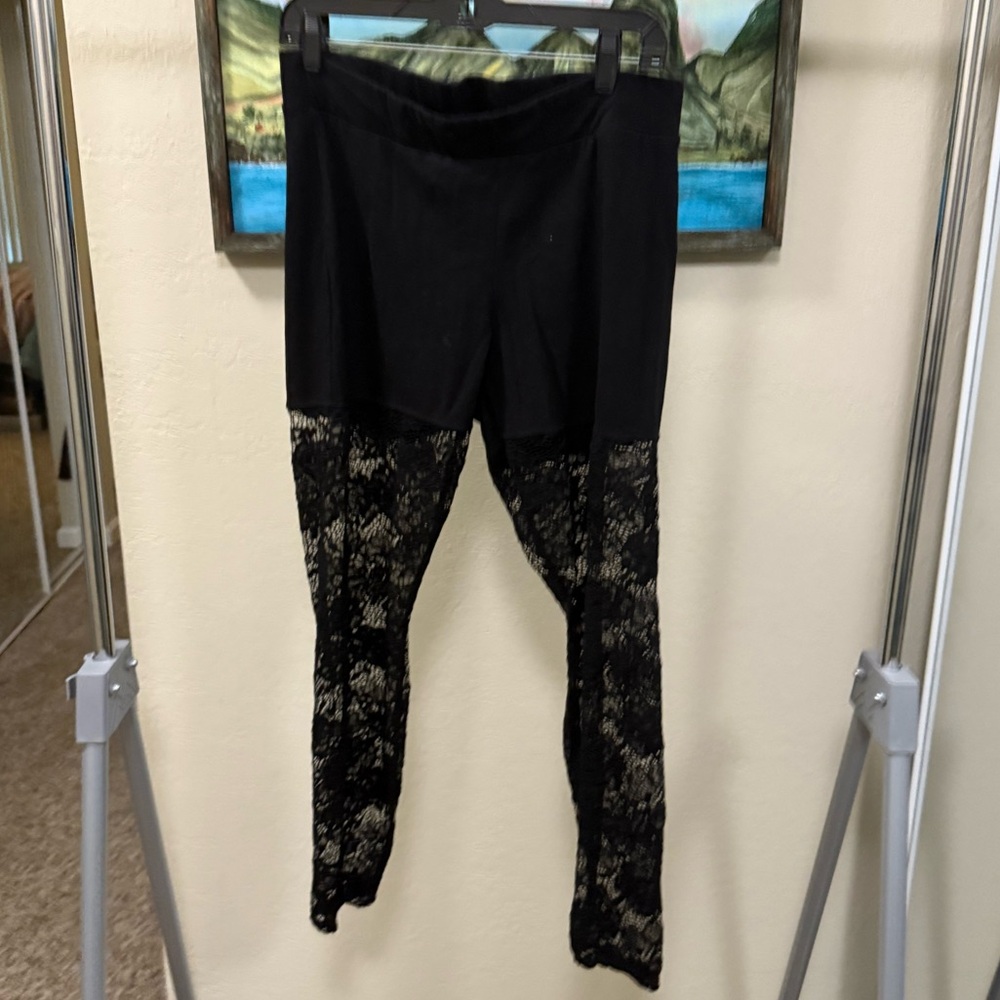 Torrid Black Leggings with Lace Detail